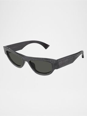 Gucci Black Cat-Eye GG-Embossed Sunglasses